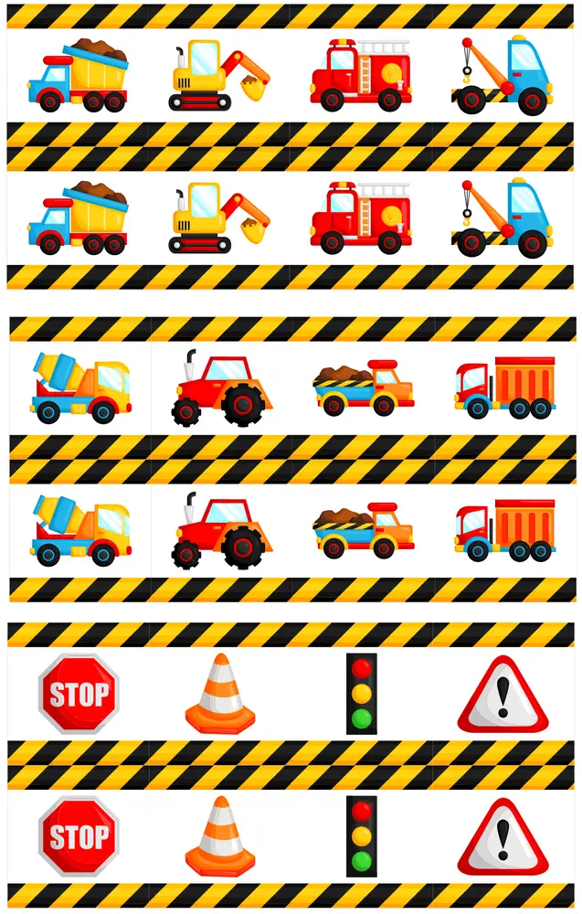 Panel na pexeso doprava Stavební stroje 8 dvojic