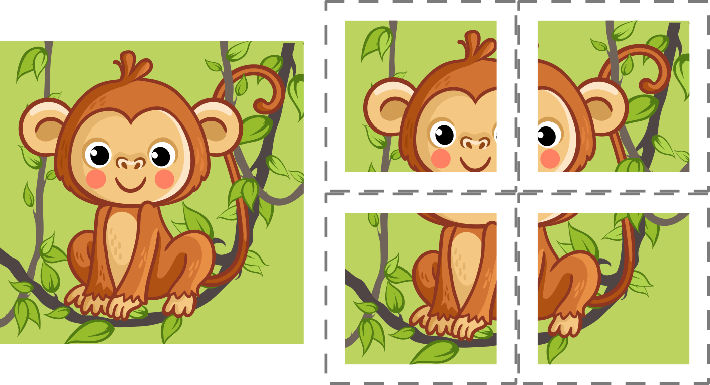 Puzzle 4 dílky Opička 