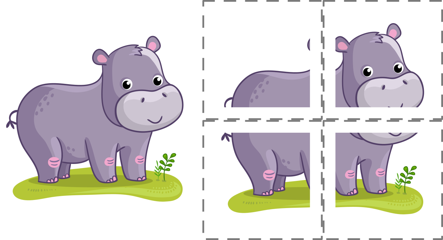 Puzzle 4 dílky Hroch