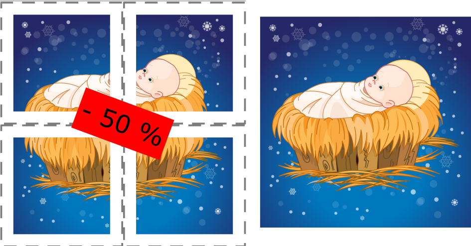 Puzzle 4 dílky Ježíšek s předlohou