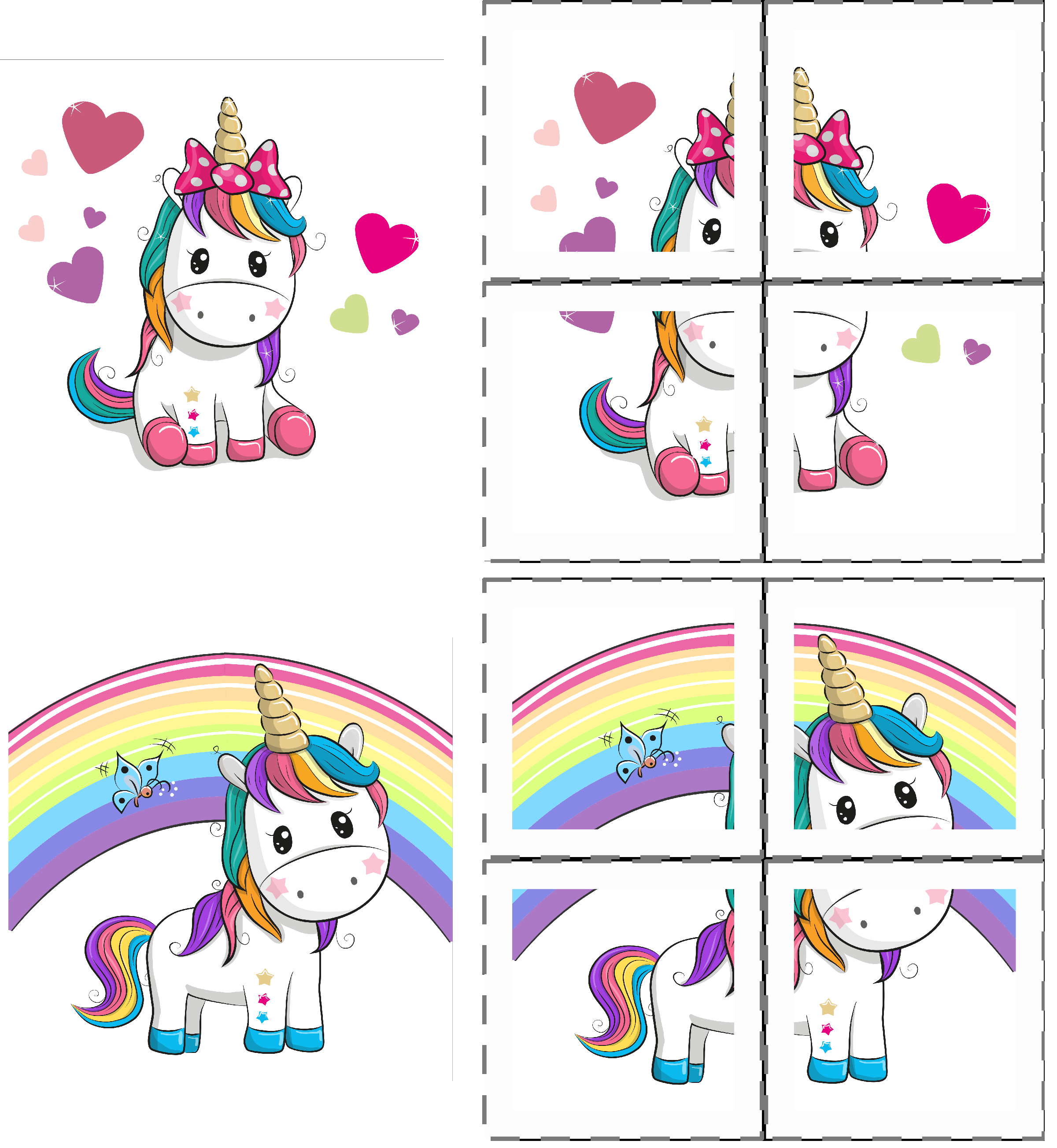 SET Puzzle 4 dílky 2 ks - jednorožci