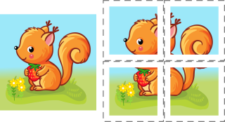 Puzzle 4 dílky Veverka