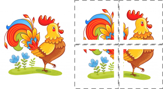 Puzzle 4 dílky Kohout