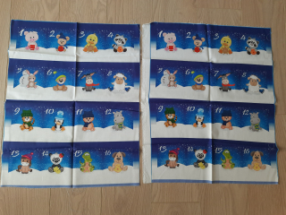 2ks Panel Roztomilá zvířátka na sněhu s čísly 1-16 např. na pexeso