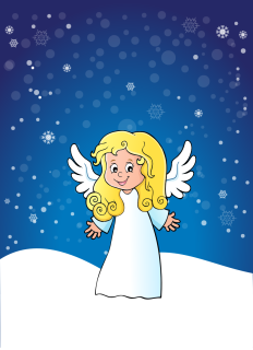 Panel na pytlík Andílek na modré 21 x 30 cm