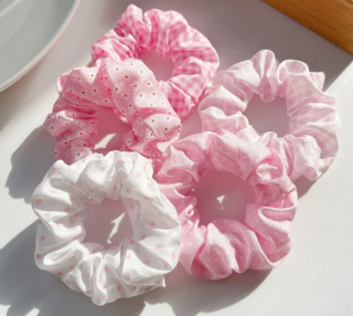 Látkové gumičky 5ks růžová