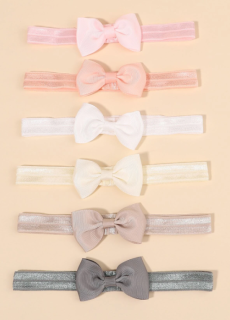 Látkové čelenky s mašličkou 6ks