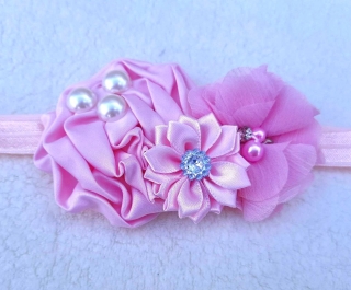 Ozdobná čelenka růžová