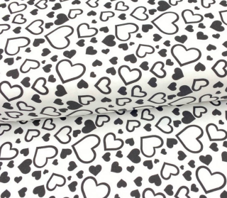 Čtverec 20x20 bílá s černými srdíčky