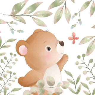 Panel na polštář medvěd v listí