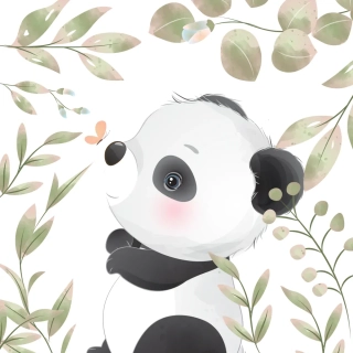 Panel na polštář panda v listí