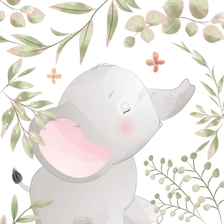 Panel na polštář slon v listí