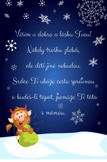 Zadní strana mikulášského pytlíku Veselý čertík 24 x 35 cm