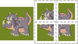2. jakost Puzzle 4 dílky Triceratops - křivý tisk