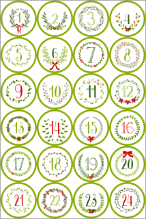 Adventní kalendář kulatá čísla s rámečky