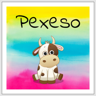 Panel na velkou nášivku na pexeso Roztomilá kravička na duze